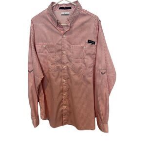 Columbia PFG Performance Fishing Gear Red Check Button Down‎ Outdoor Shirt Large